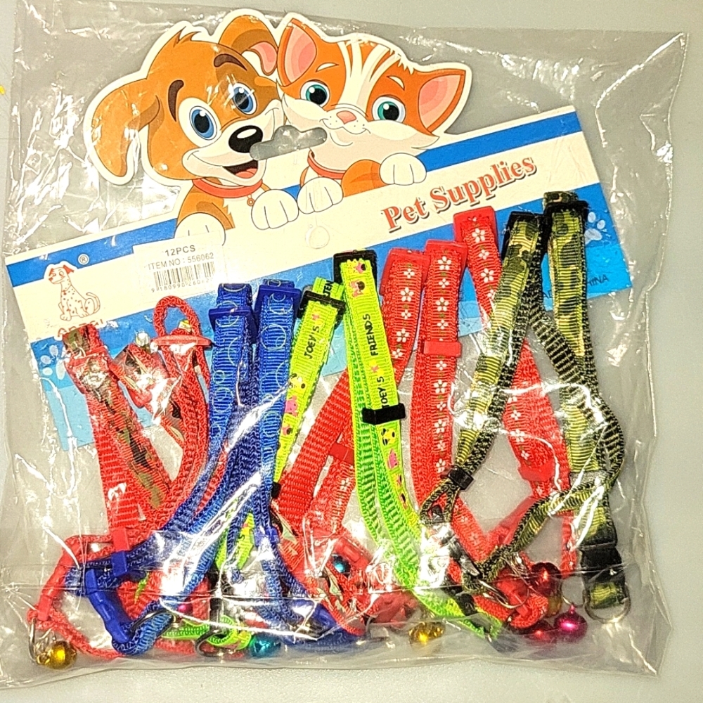 Wholesale 12PCs dog pet collars with bell charm